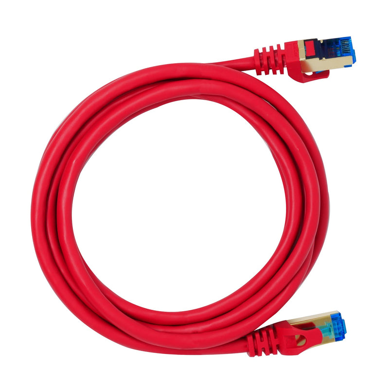 QualGear QG-CAT7R-6FT-RED CAT 7 S/FTP Ethernet Cable Length 6 feet - 26 AWG, 10 Gbps, Gold Plated Contacts, RJ45, 99.99% OFC Copper, Color Red
