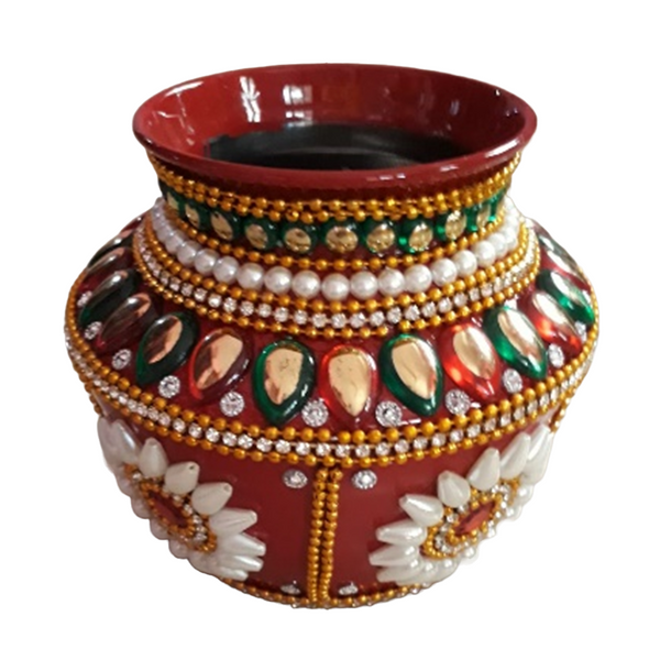 Various Designs Light Weight Stainless Steel Kalash Handcrafted with Kundan Work