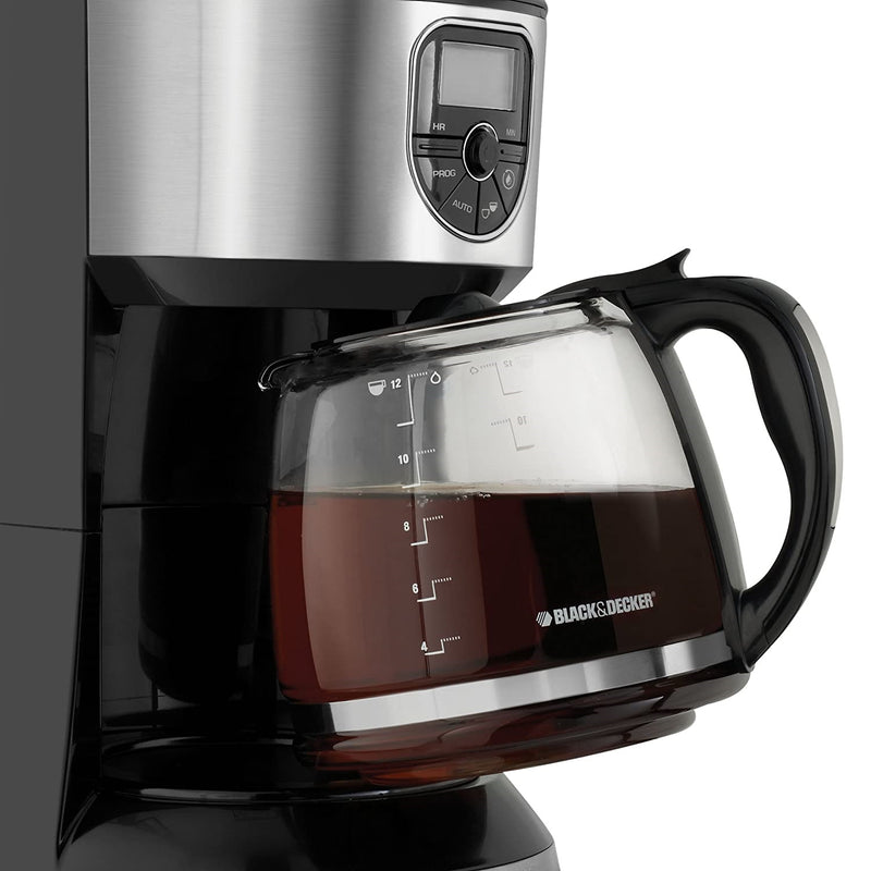 Black+Decker Coffee Maker, 12 Cup, Programmable, Black and Silver, CM4000SC