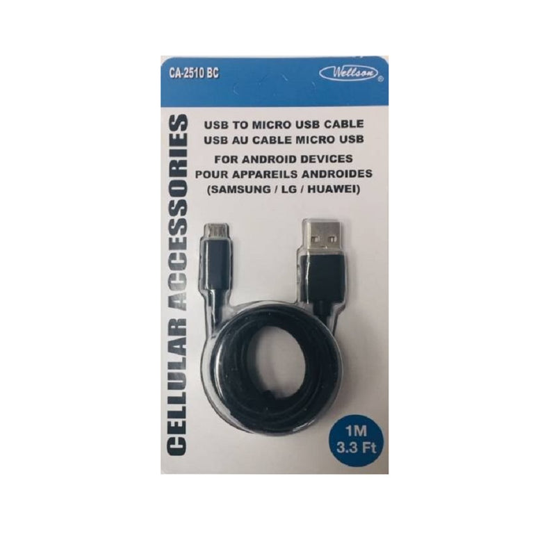 Wellson 3ft USB Cable To Micro USB Cable