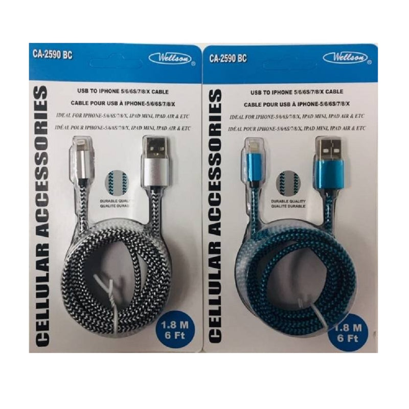 Wellson 6ft USB to Iphone5/6/7/8/X/11 Cable