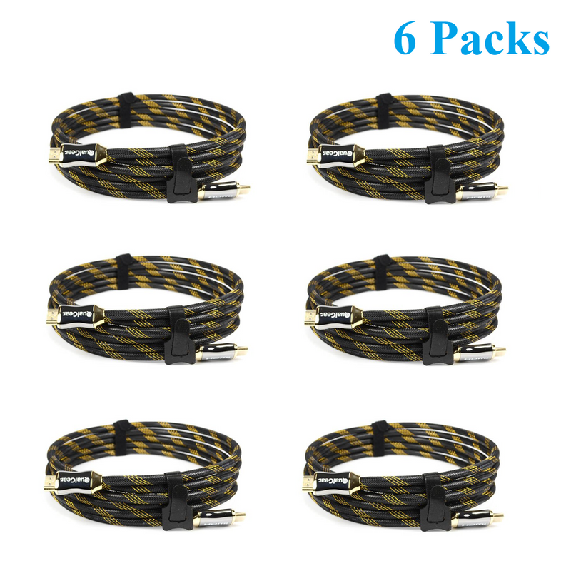 QualGear 6 Feet-6 Pack High Speed HDMI Premium Certified 2.0b cable with 24K Gold Plated Contacts, Supports 4K Ultra HD, 3D, 18Gbps, Audio Return Channel,100% OFC Copper, Ethernet (NAAV-QG-PCBL-HD20-6FT-6PK)