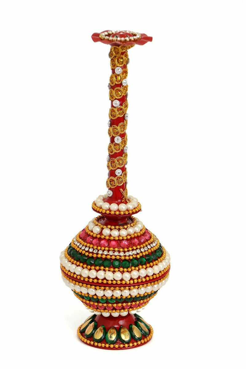 Handicrafts Traditional Indian Welcome Paneer Dani Decorated with Kundan Work