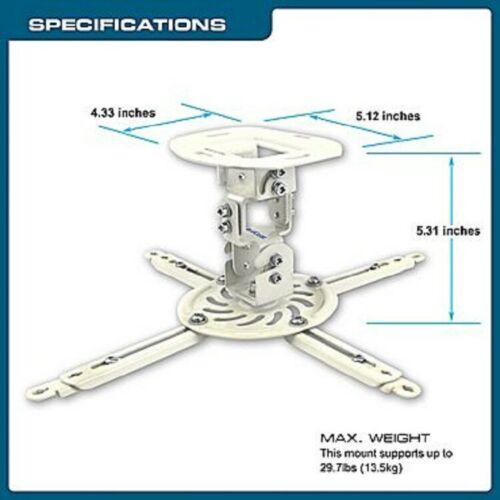 QualGear® QG-PM-002-WHT-S High Quality Easy Installatio Projector Ceiling Mount with Free 3FT High-Speed HDMI 2.0 Cable