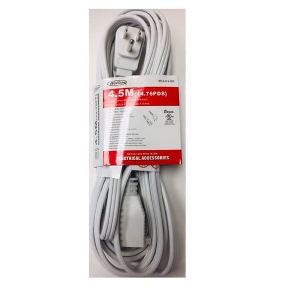 Wellson 4.5m Electrical Extension Cord In 3 Pronge With 1 Outlet In Right Angle