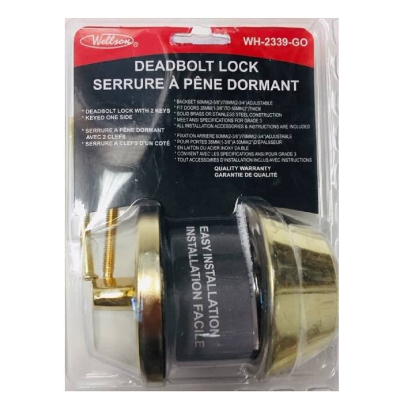 Wellson Deadbolt Lock-With 2 Keys (Gold)