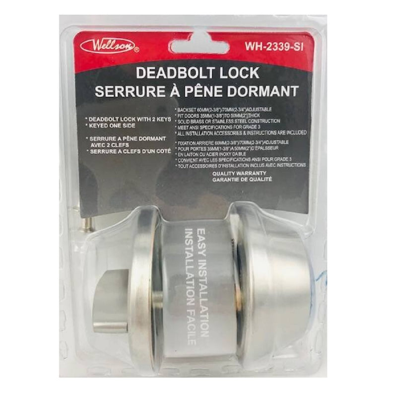 Wellson Deadbolt Lock-With 2 Keys (Silver)