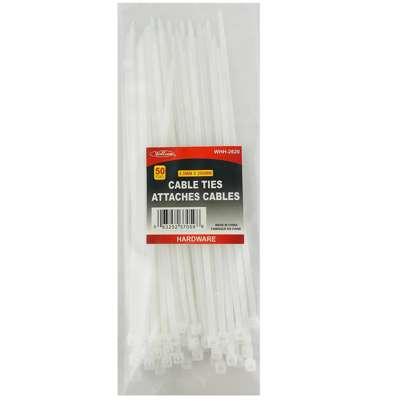 Wellson 50 Pcs 8" Cable Tie (3.5 Mm X 200 Mm)